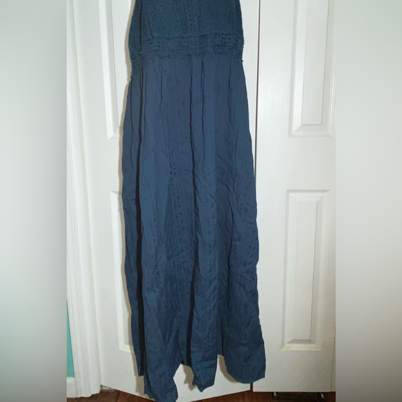 Old Navy NEW Blue Sz Large Crochet Spaghetti Strap Cotton Maxi Dress  AA19 - Picture 3 of 8